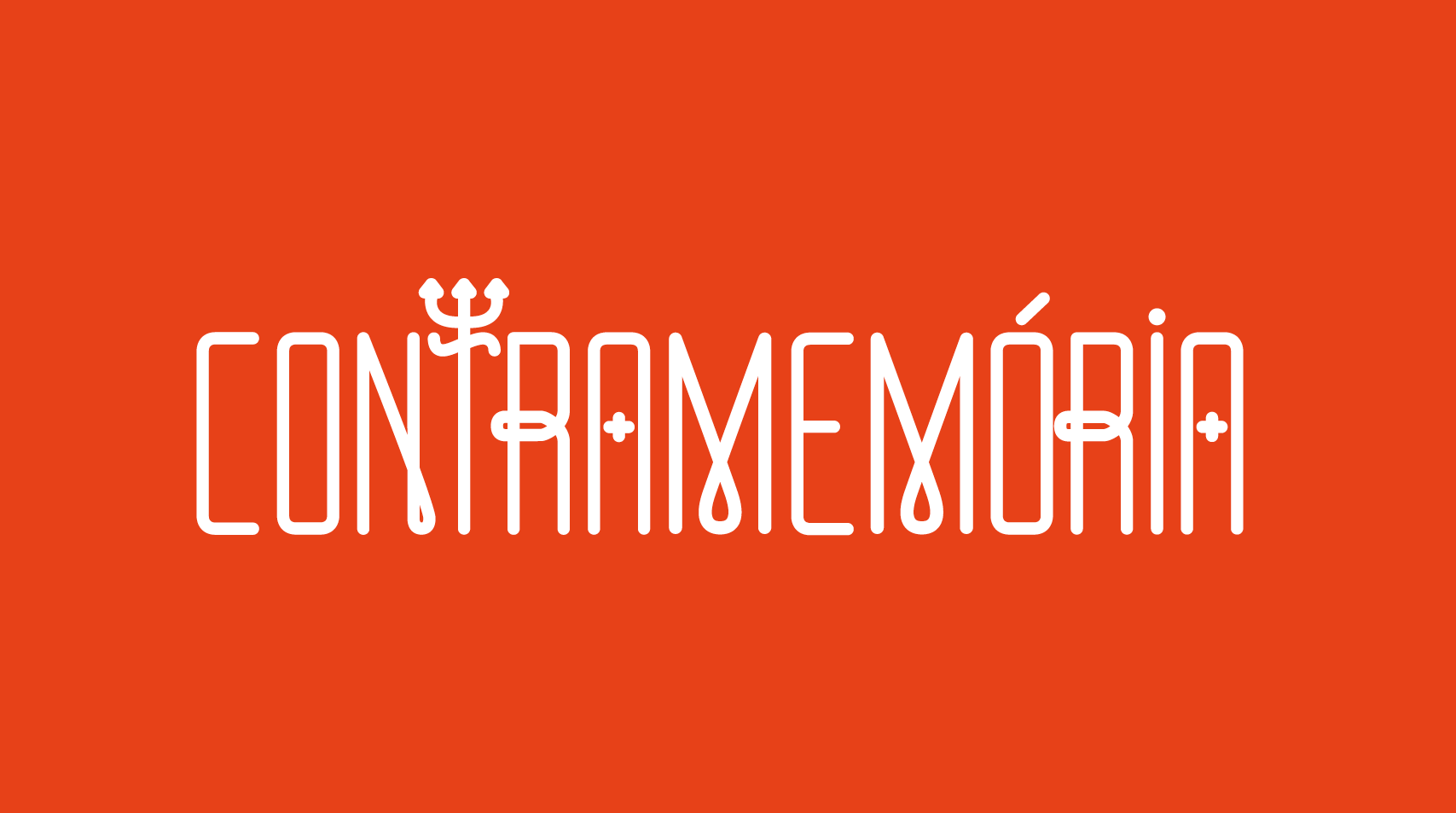 Fundo laranja com texto em branco que diz exposição Contramemória