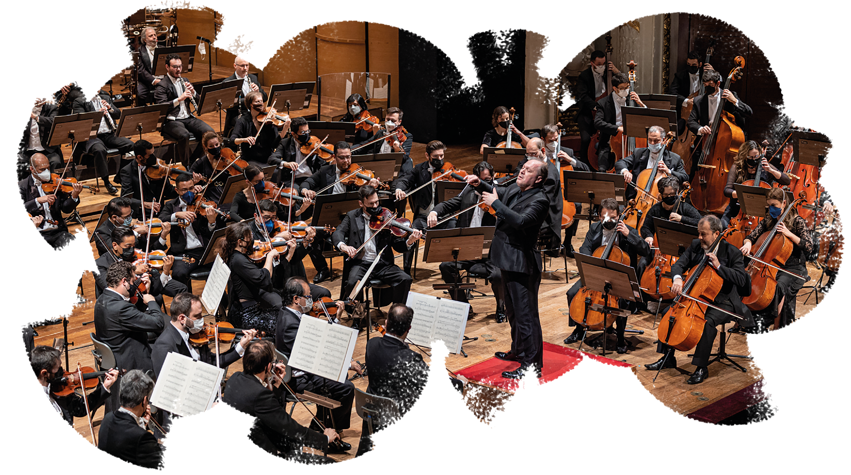 Foto de orquestra completa durante apresentação
