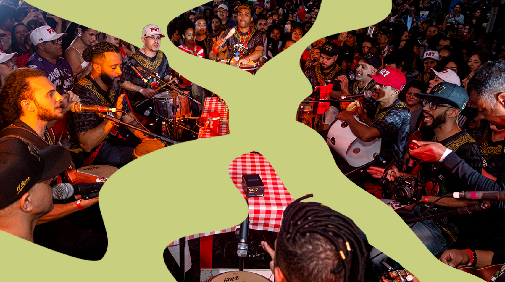 Foto do grupo Pagode da 27 durante uma roda de samba