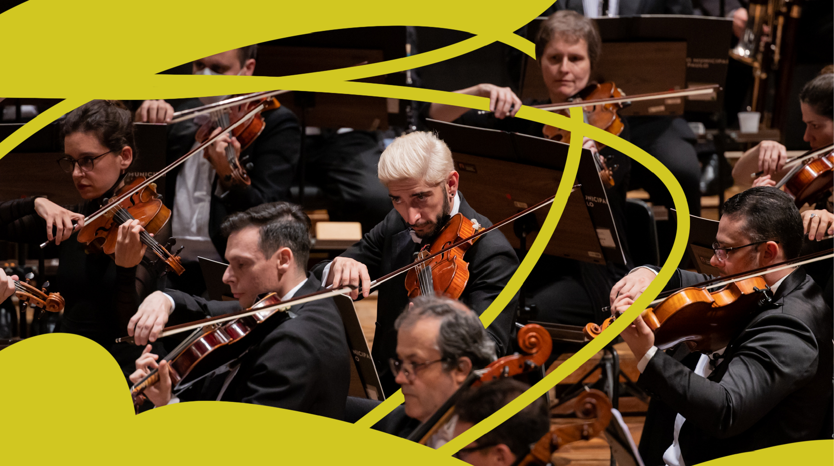 Foto de músicos tocando durante um concerto