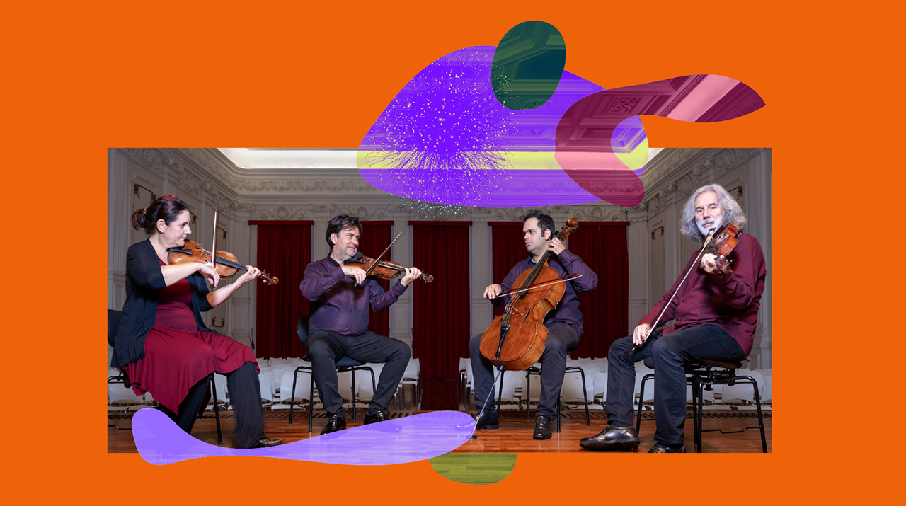 Foto dos quatro integrantes do Quarteto da Cidade