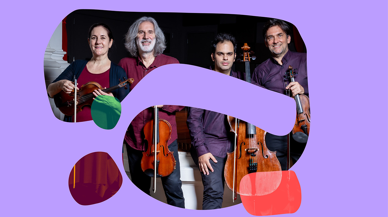 Foto dos quatro integrantes do Quarteto da Cidade