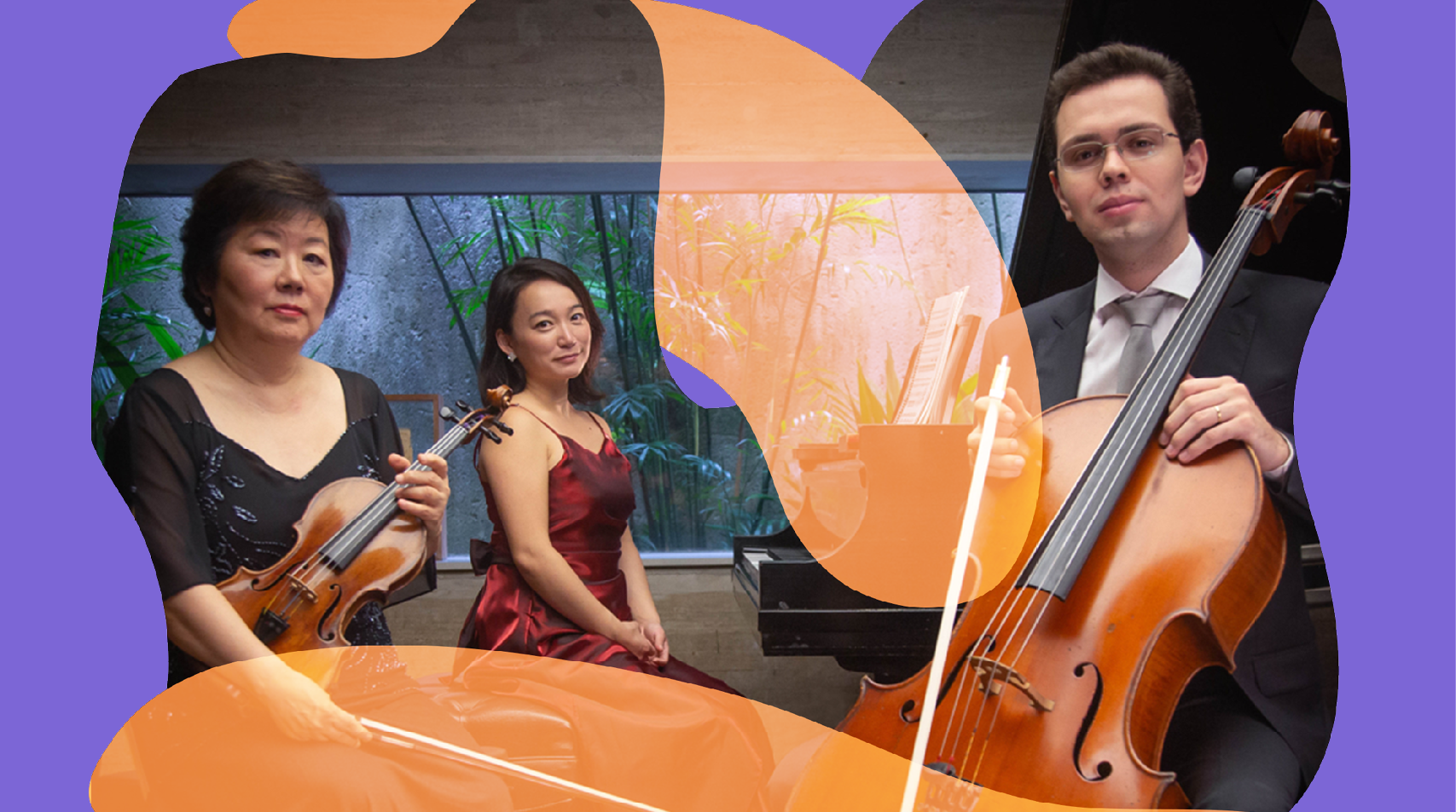 Foto dos três instrumentistas que compõem o Trio Elisa Fukuda