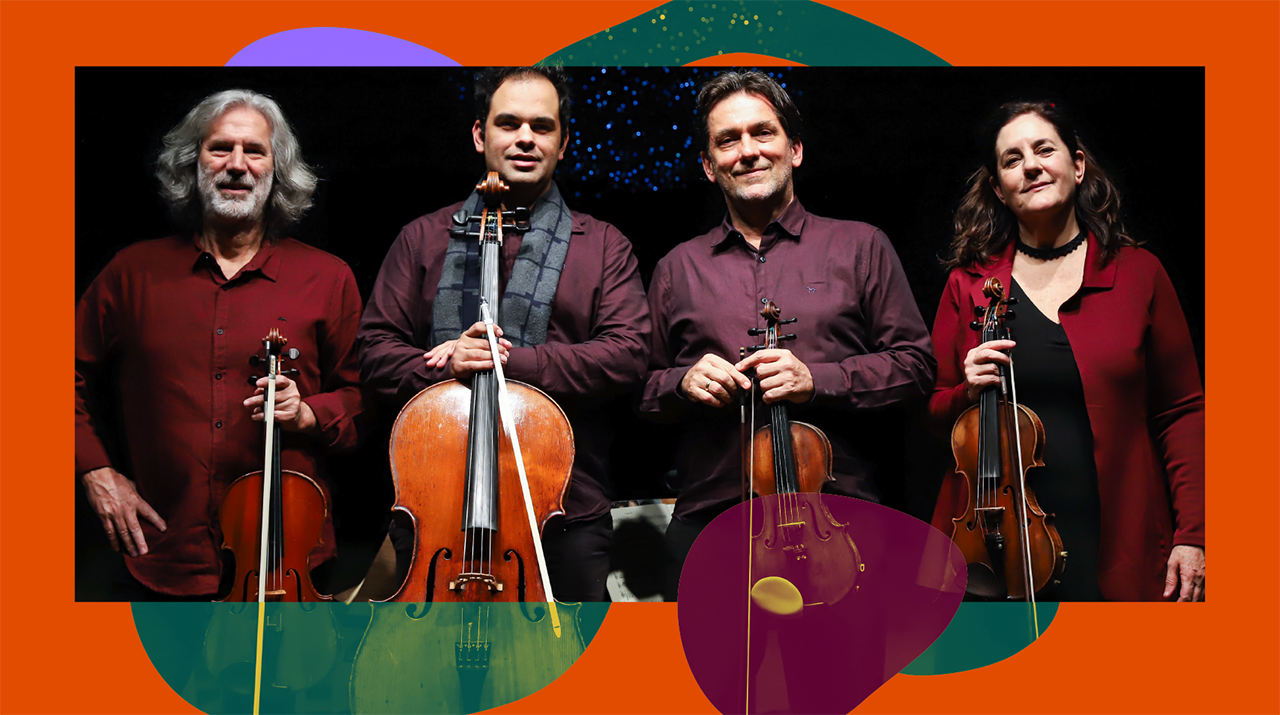 Foto dos quatro integrantes do Quarteto da Cidade