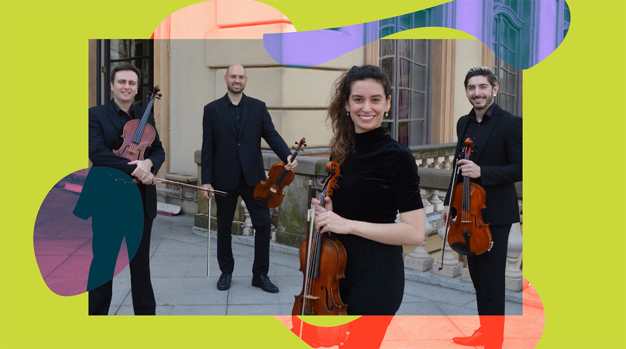 Foto dos integrantes do Quarteto Ensaio de Naipe