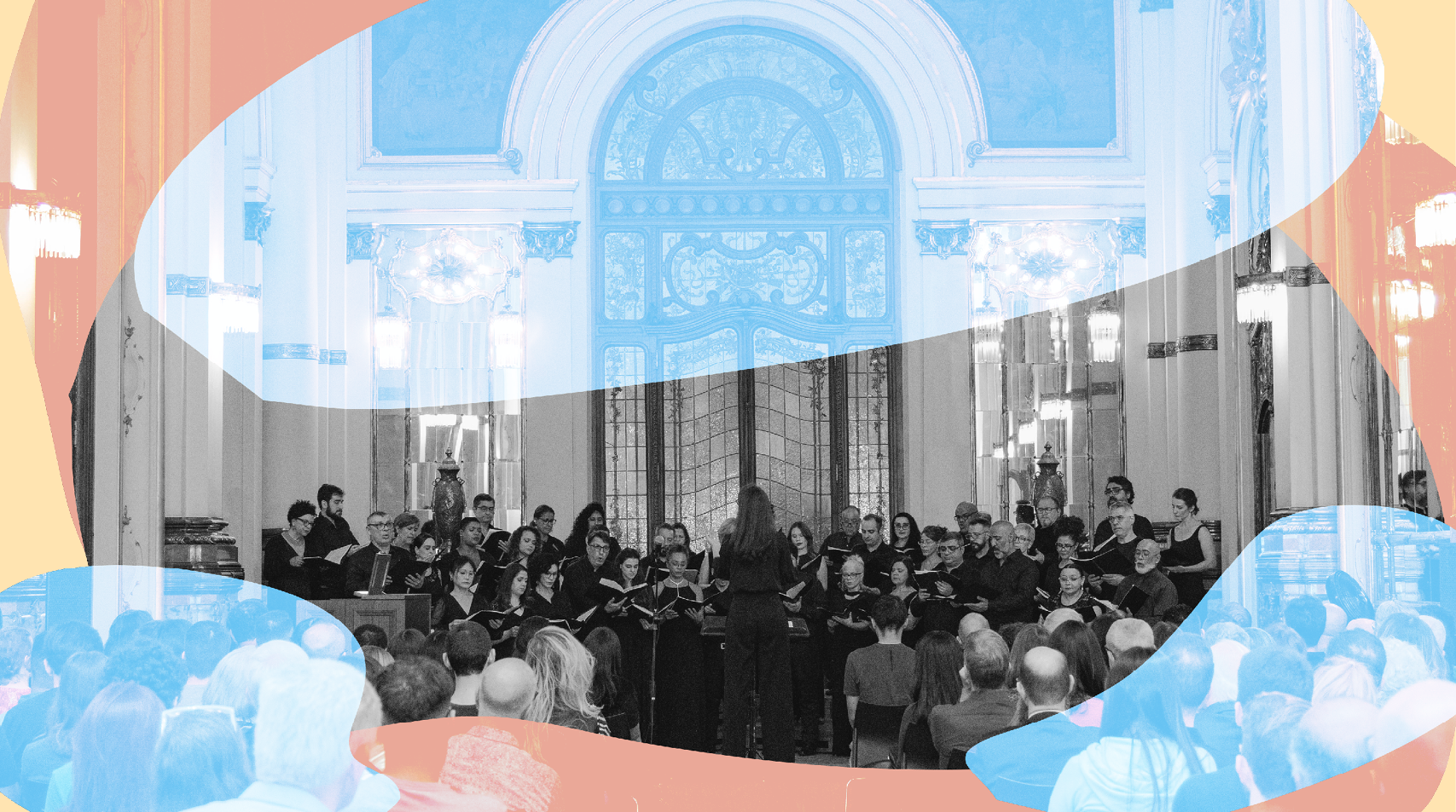 Foto do Coral Paulistano sobre o concerto Renascença Italiana